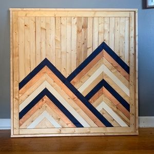 Navy & Copper Moutan Inspired Wall 24” x 24”